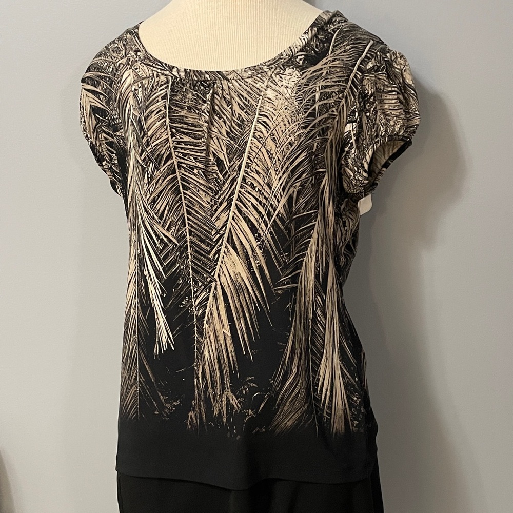Elegant Palm Print Women's Blouse